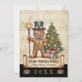Gingerbread Man Kerst, , Steampunk Feestdagenkaart (Voorkant)