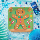 Gingerbread Man Kerst Vakantie Papier Bord (Feest)
