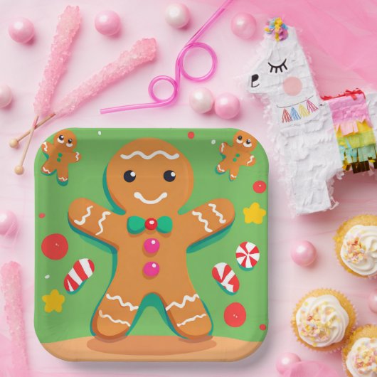 Gingerbread Man Kerst Vakantie Papier Bord (Feest)