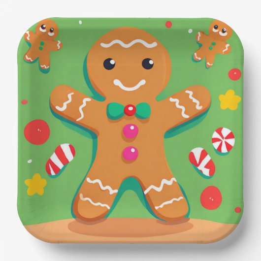 Gingerbread Man Kerst Vakantie Papier Bord (Voorkant)