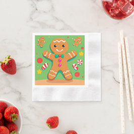 Gingerbread Man Kerst Vakantie Papier Servet