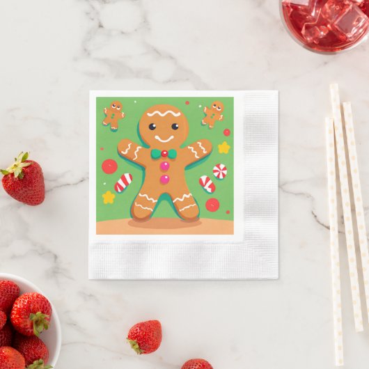 Gingerbread Man Kerst Vakantie Papier Servet (Insitu)