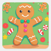 Gingerbread Man Kerst Vakantie Party Sticker (Voorkant)