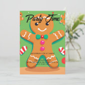 Gingerbread Man Kerst Vakantie Party uitnodiging (Staand voorkant)