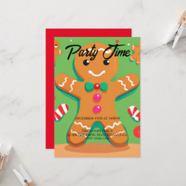Gingerbread Man Kerst Vakantie Party uitnodiging