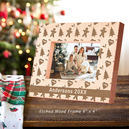 Gingerbread Man, Kerstboom, Harten & Naam 6x4 Gegraveerde Lijstjes