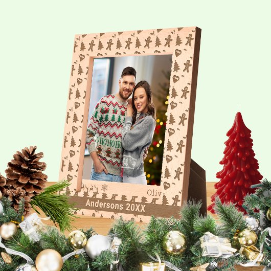 Gingerbread Man, Kerstboom, Harten, Naam 8x10 Gegraveerde Lijstjes