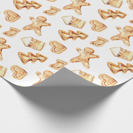 Gingerbread Man, Kerstboom, Hartpatroon Cadeaupapier (Hoek)