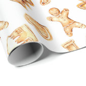 Gingerbread Man, Kerstboom, Hartpatroon Cadeaupapier (Rol Hoek)