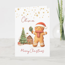 Gingerbread Man Kerstboom Kinderen Feestdagen Kaart