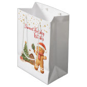 Gingerbread Man Kerstboom Medium Cadeauzakje (Voorkant Gekanteld)