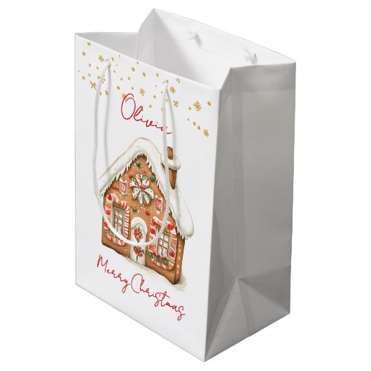 Gingerbread Man Kerstboom Medium Cadeauzakje (Achterkant Gekanteld)