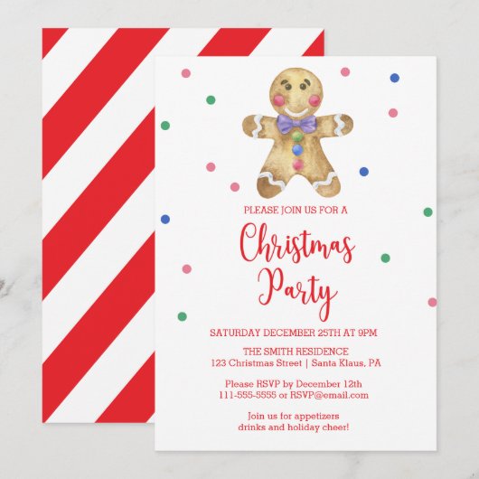 Gingerbread man - Kerstfeest Kaart (Voorkant / Achterkant)