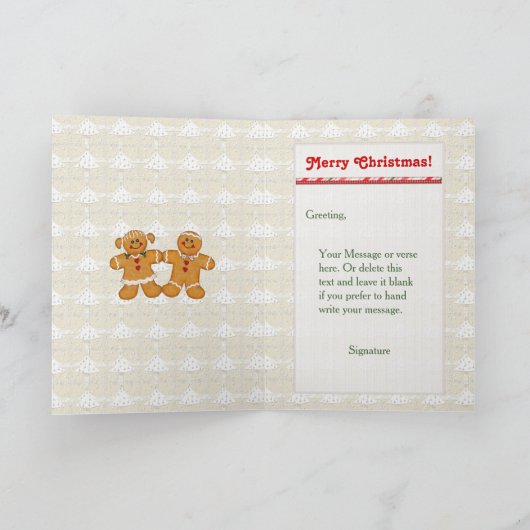 Gingerbread Man Kerstfoto begroeting Feestdagen Kaart (Binnen)