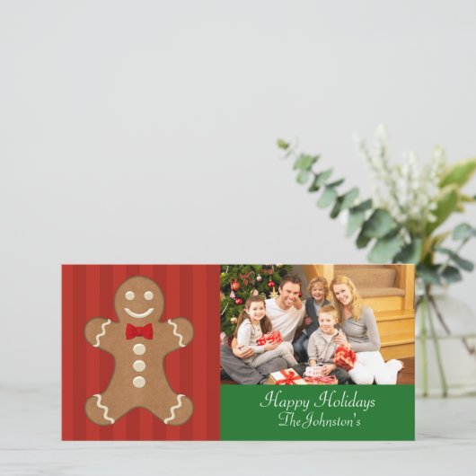Gingerbread Man Kerstkaarten Feestdagenkaart (Staand voorkant)