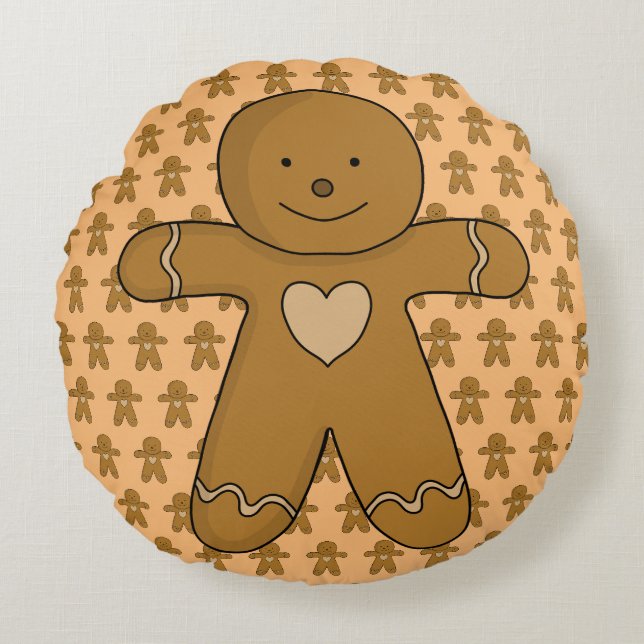 GingerBread Man-kerstkoekje Rond Kussen (Voorkant)