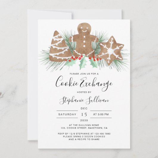 Gingerbread Man Kerstmis Cookie Exchange Party Kaart (Voorkant)