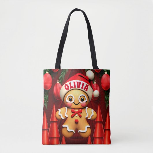 Gingerbread Man Kerstmis Gepersonaliseerde Vrouwen Tote Bag (Voorkant)