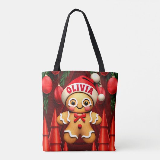 Gingerbread Man Kerstmis Gepersonaliseerde Vrouwen Tote Bag (Achterkant)