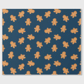 Gingerbread man Kerstmis inpakpapier blauw (Vlak)