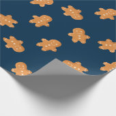 Gingerbread man Kerstmis inpakpapier blauw (Hoek)