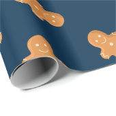 Gingerbread man Kerstmis inpakpapier blauw (Rol Hoek)