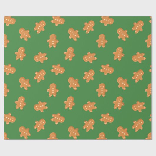 Gingerbread man Kerstmis inpakpapier groen (Vlak)