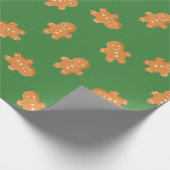 Gingerbread man Kerstmis inpakpapier groen (Hoek)