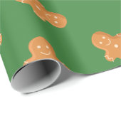 Gingerbread man Kerstmis inpakpapier groen (Rol Hoek)