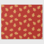 Gingerbread man Kerstmis inpakpapier rood (Vlak)