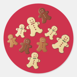 Gingerbread Man Kerstrood Ronde Sticker