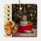 Gingerbread Man Kinder Kerst Foto Ornament (Voorkant)