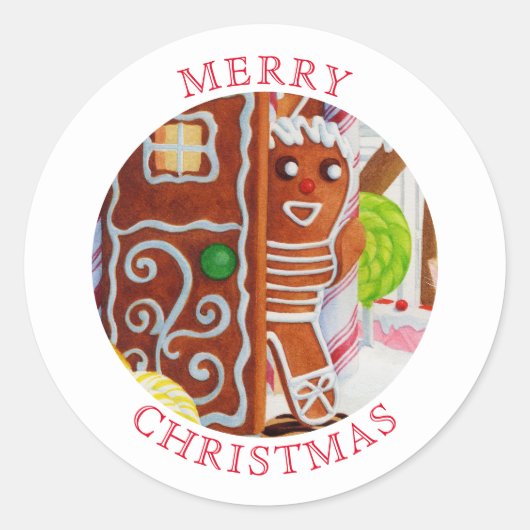 GINGERBREAD MAN Kleine ronde envelop afdichtingen Sticker (Voorkant)