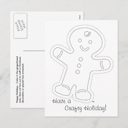 Gingerbread Man Kleurrijke Kaart (Voorkant / Achterkant)