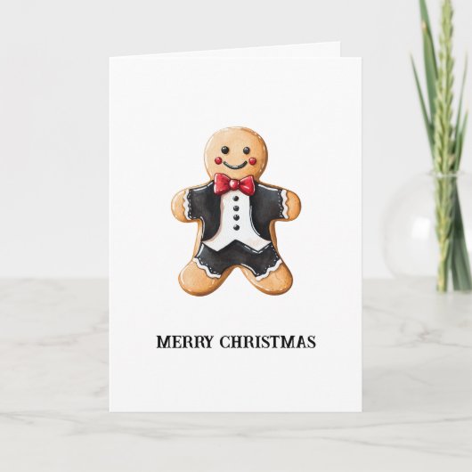 Gingerbread Man Koekje in Tuxedo Kaart (Voorkant)
