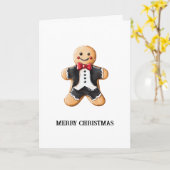 Gingerbread Man Koekje in Tuxedo Kaart (Gele Bloem)