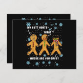 Gingerbread Man Koekje Mijn Kont Doet Pijn Grappig Feestdagenkaart (Voorkant / Achterkant)
