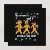 Gingerbread Man Koekje Mijn Kont Doet Pijn Grappig Kaart (Voorkant / Achterkant)