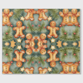 Gingerbread man koekjes en sterren cadeaupapier (Vlak)