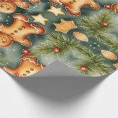 Gingerbread man koekjes en sterren cadeaupapier (Hoek)