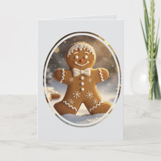 Gingerbread Man Koekjes Whimsical Kerstmis Feestdagen Kaart (Voorkant)