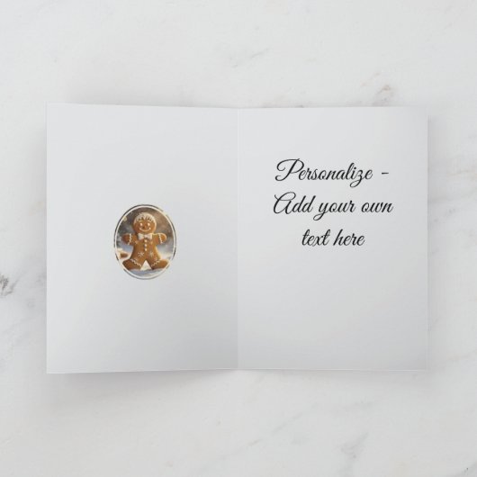 Gingerbread Man Koekjes Whimsical Kerstmis Feestdagen Kaart (Binnen)