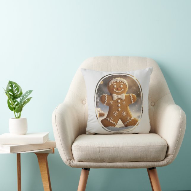 Gingerbread Man Koekjes Whimsical Kerstmis Kussen (Stoel)
