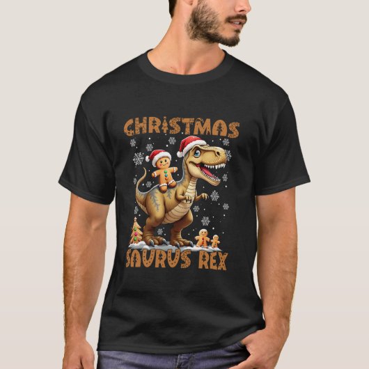 Gingerbread Man Kostuum Dinosaur Saurus Rex Christ T-shirt (Voorkant)