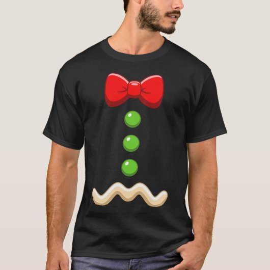 Gingerbread Man Kostuum Kerst Halloween Cookie T-shirt (Voorkant)