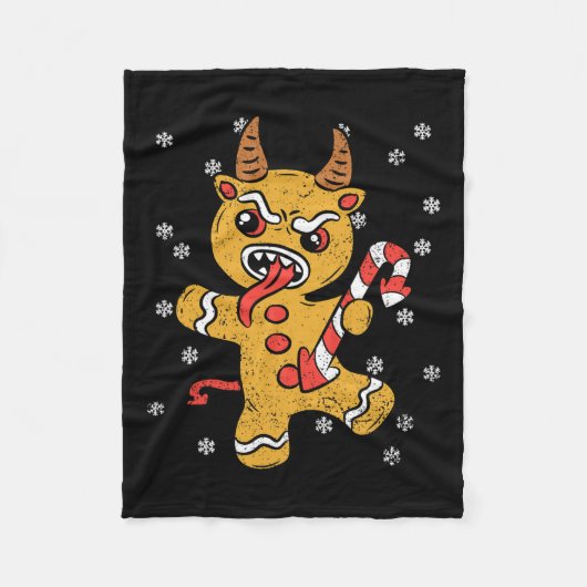 Gingerbread Man Krampus Kerst Pajama X-mas Can Fleece Deken (Voorkant)