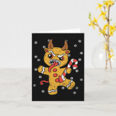 Gingerbread Man Krampus Kerst Pajama X-mas Can Kaart (Gele Bloem)