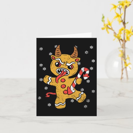 Gingerbread Man Krampus Kerst Pajama X-mas Can Kaart (Gele Bloem)