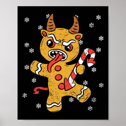 Gingerbread Man Krampus Kerst Pajama X-mas Can Poster (Voorkant)
