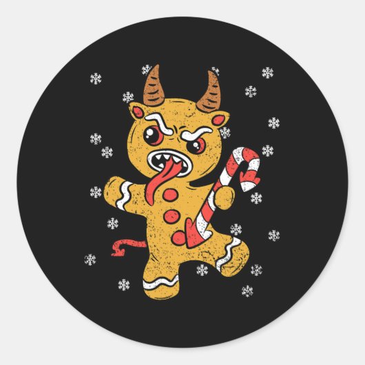Gingerbread Man Krampus Kerst Pajama X-mas Can Ronde Sticker (Voorkant)